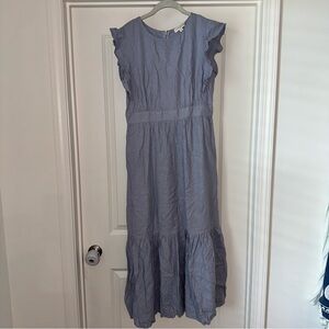 Women’s Cynthia Rowley Light Blue Maxi Dress W/ Ruffle Shoulders